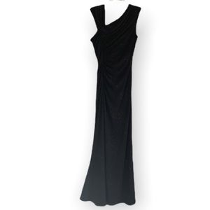 New Formal Asymmetrical Neckline Long Black Dress NWT